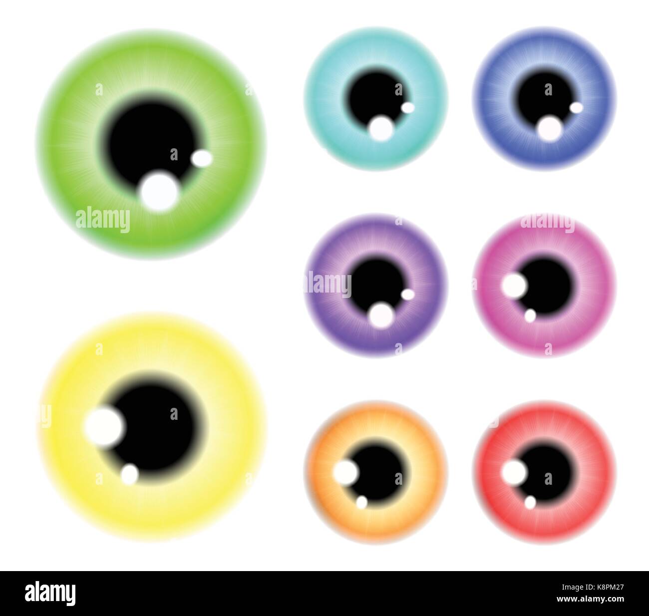 Ensemble de pupille de l'oeil, l'iris, eye ball eye. Vector illustration réaliste isolé sur fond blanc. Illustration de Vecteur