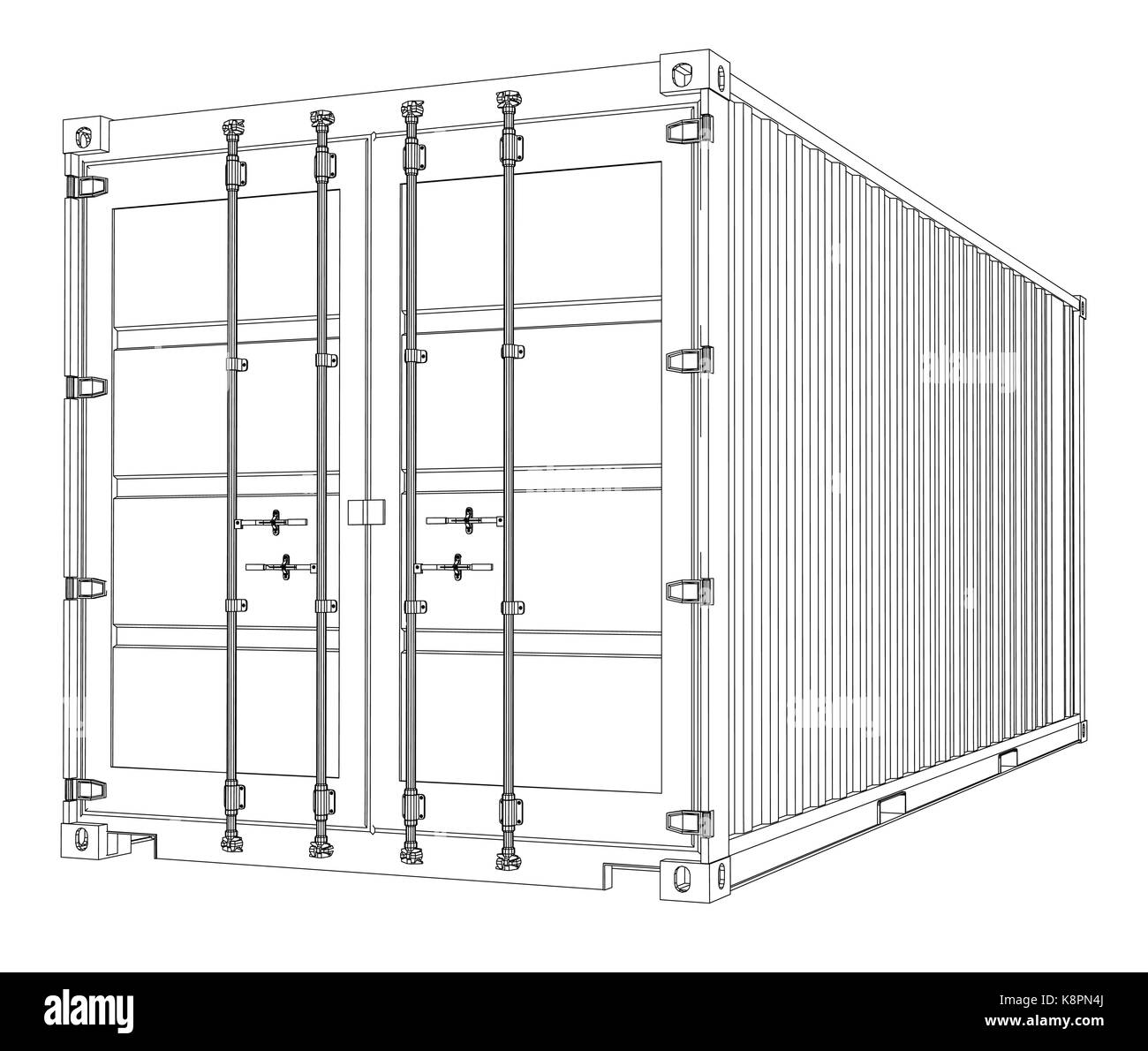 Conteneur en fil de style. Illustration de Vecteur