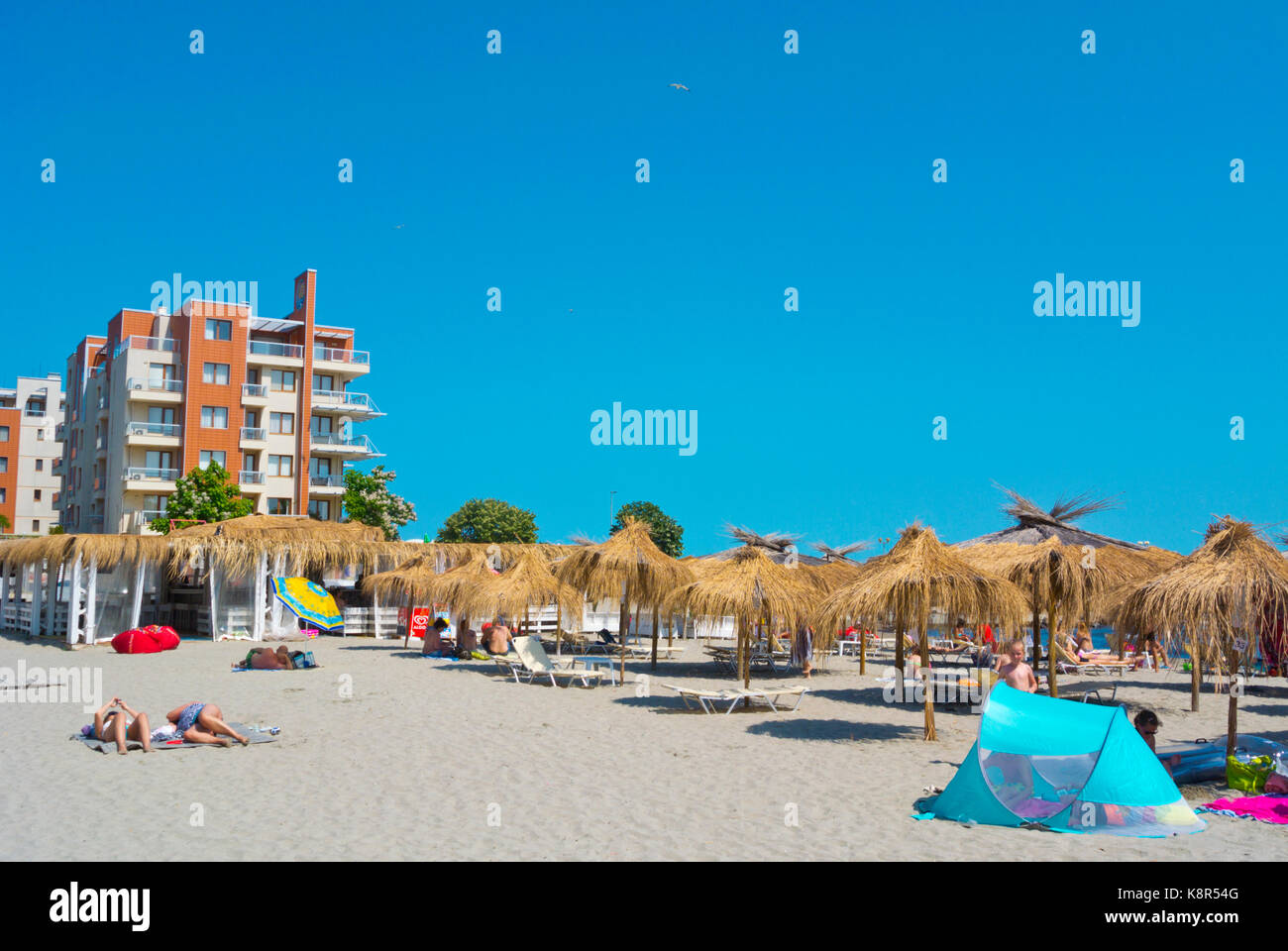 Beach Yuzhen, Pomorie, Bulgarie Banque D'Images