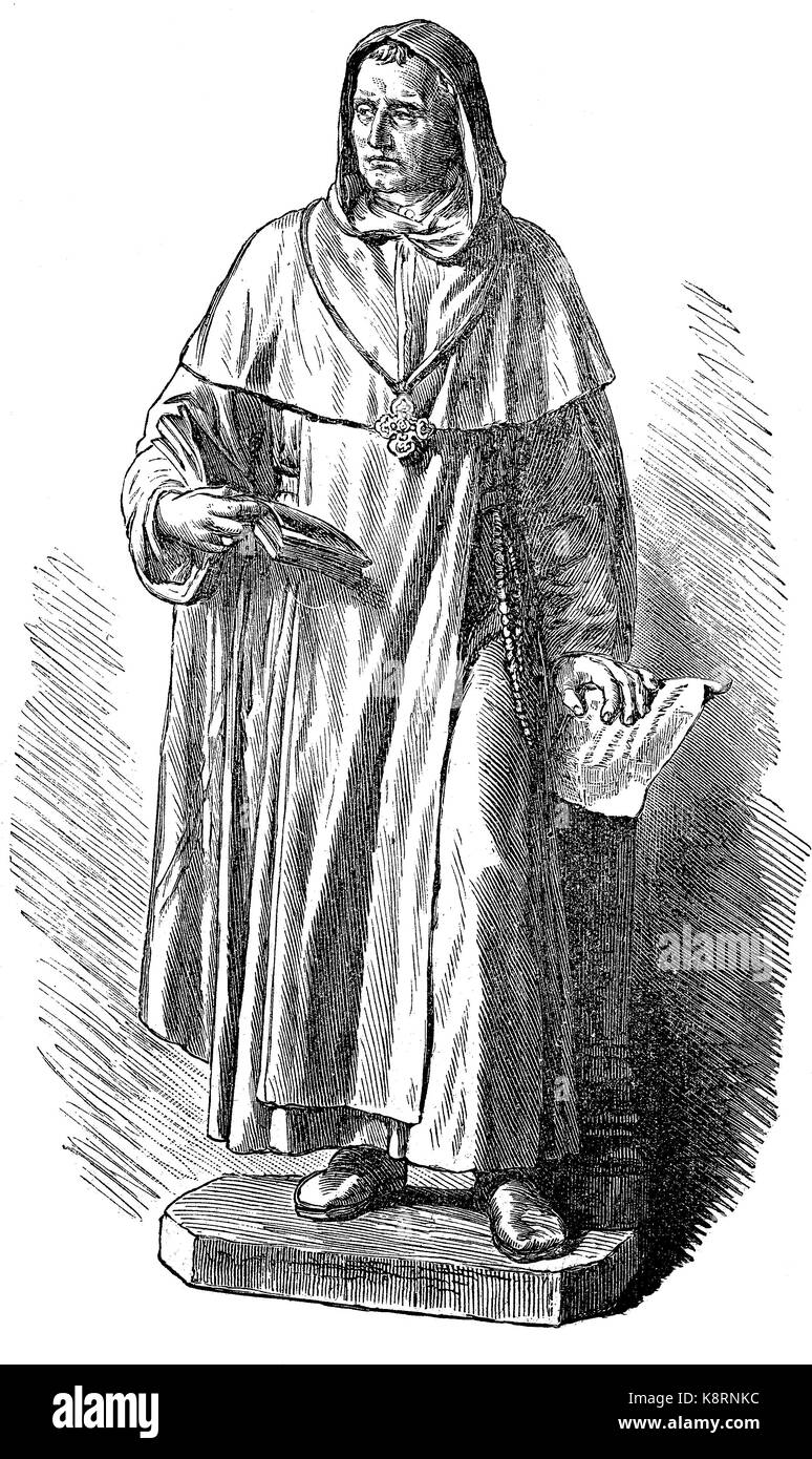 Albertus Magnus, 1200 -1280, également connu sous le nom de saint Albert le Grand et Albert de Cologne, était un frère dominicain et évêque catholique numérique, l'amélioration de la reproduction d'une gravure sur bois, publié dans le 19e siècle Banque D'Images