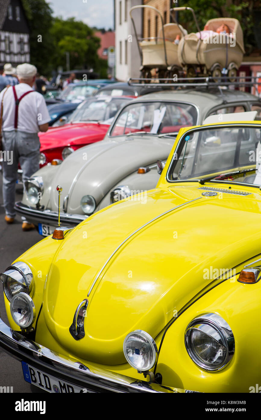 Volkswagen Beetle, Type 1, exposition de voitures classiques au Golden Oldies Festival 2017, Wettenberg, Allemagne. Le Golden Oldies Festival est un festival nostalgique annuel (est. En 1989) qui se concentre sur les années 1950 à 1970, avec plus de 1000 voitures classiques et des vieux-minuteurs exposés, plus de 50 groupes live et marché nostalgique. Crédit: Christian Lademann Banque D'Images