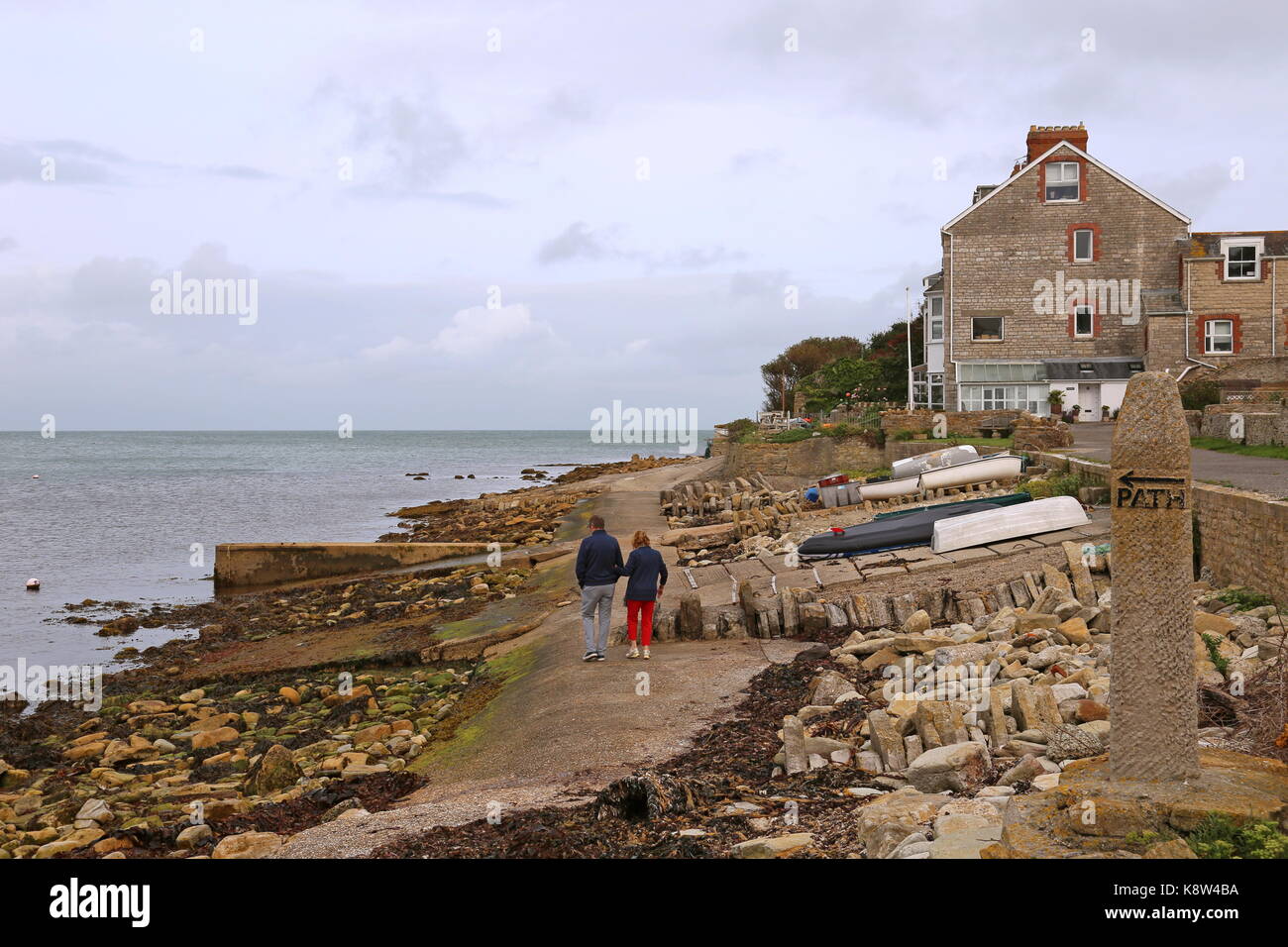 South West Coast Path autour de point de Peveril, Swanage, à l'île de Purbeck, Dorset, Angleterre, Grande-Bretagne, Royaume-Uni, UK, Europe Banque D'Images