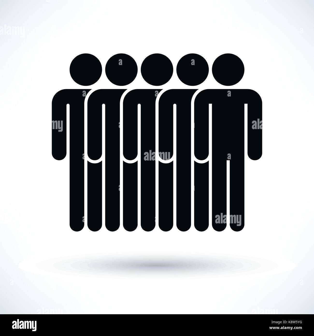 Cinq personnes noir figure l'homme gris avec ombre portée isolé sur fond blanc dans un style plat. éléments de conception graphique enregistrer dans le vector illustration Illustration de Vecteur