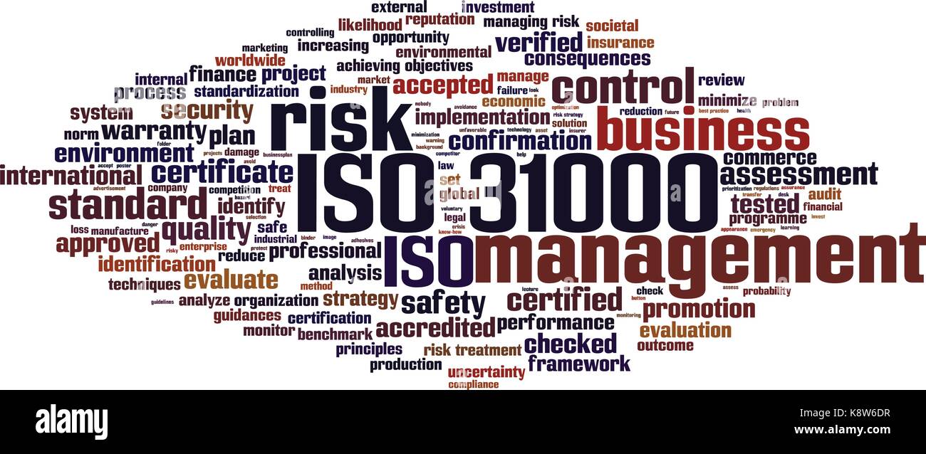 Iso 31000 mot concept cloud. vector illustration Illustration de Vecteur