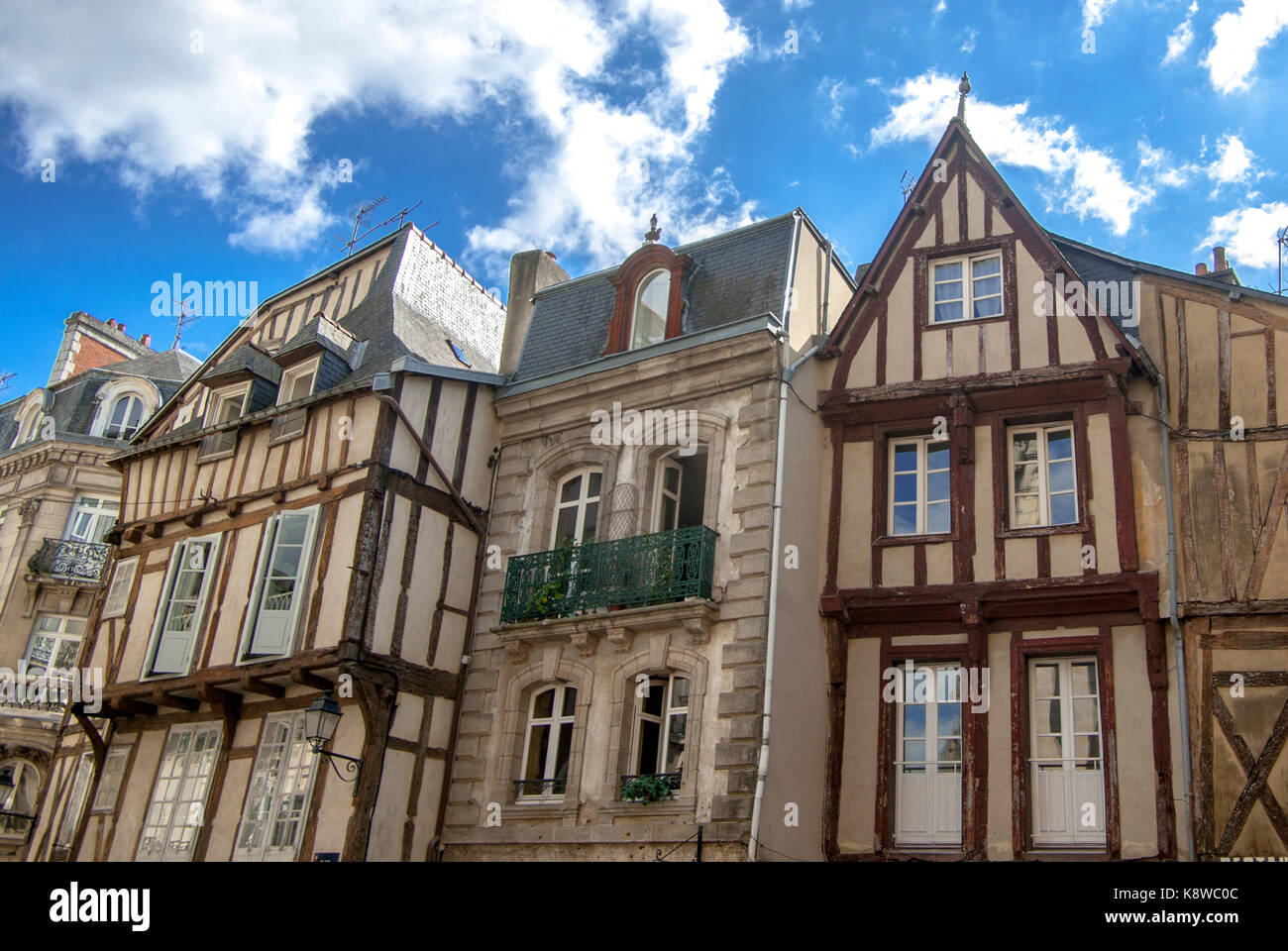 Maisons médiévales à vannes, Morbihan, Bretagne, France Banque D'Images