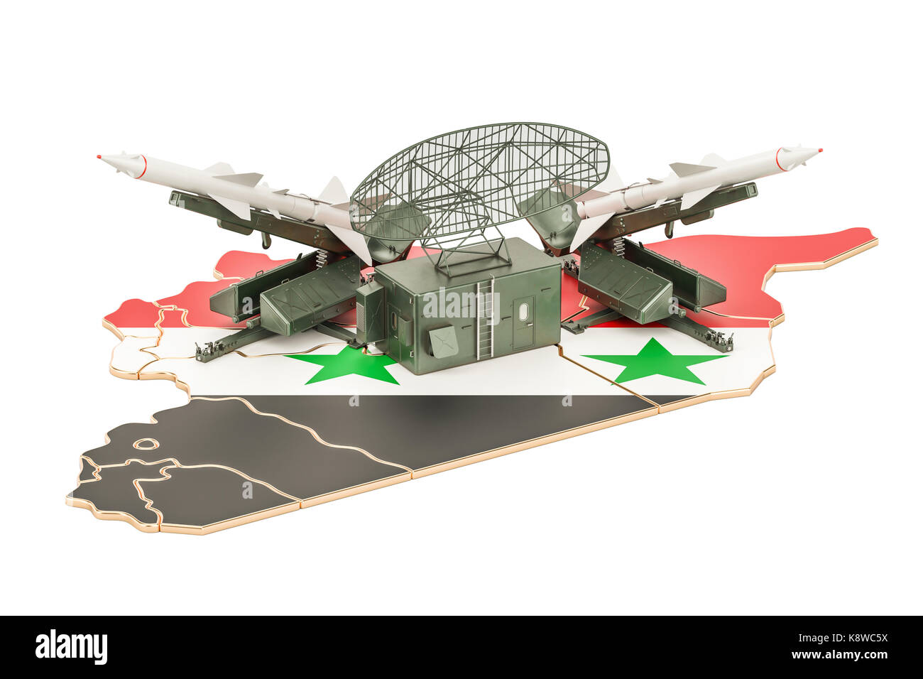 Le concept de système de défense antimissile syrien, rendu 3D Banque D'Images