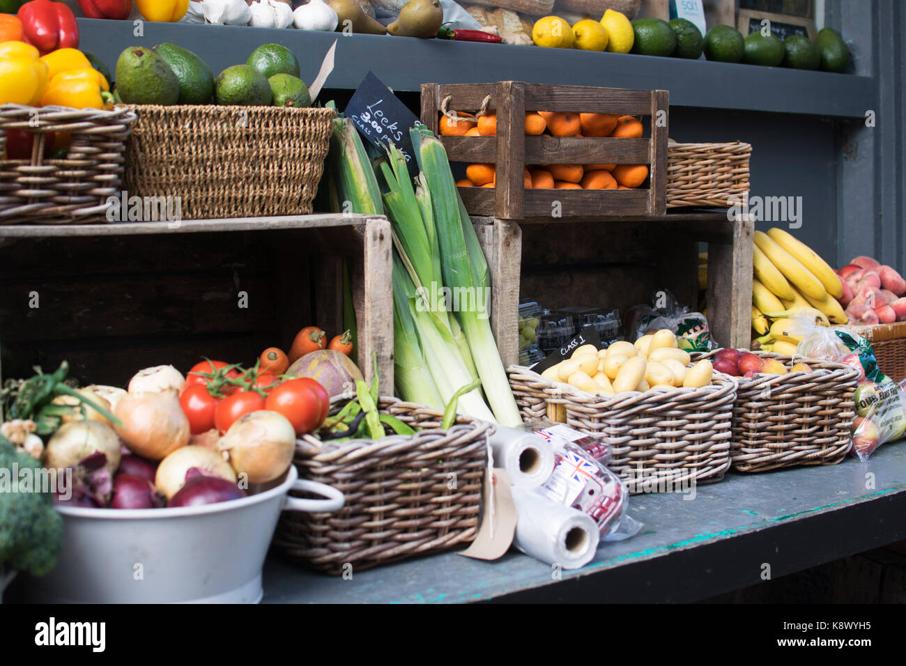 Produits frais, vendus à st.ives baggley Harriet. Banque D'Images