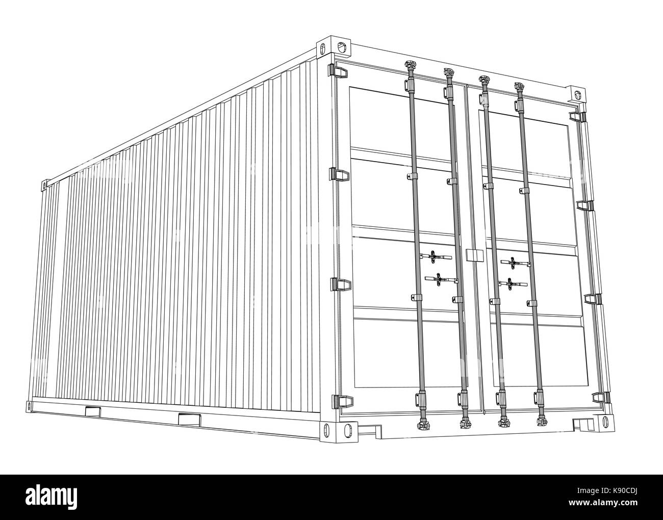Conteneur en fil de style. Illustration de Vecteur