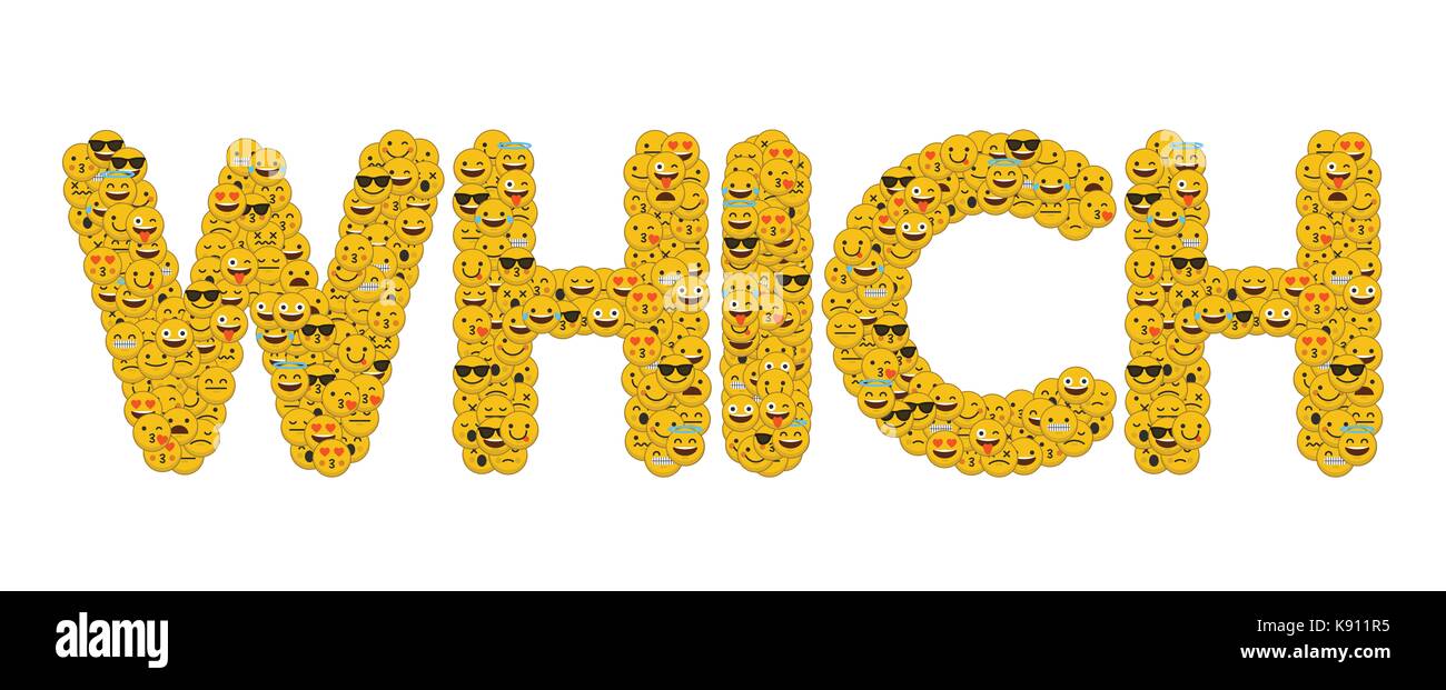 Le mot qui écrit en caractères emoji médias sociaux smiley Banque D'Images