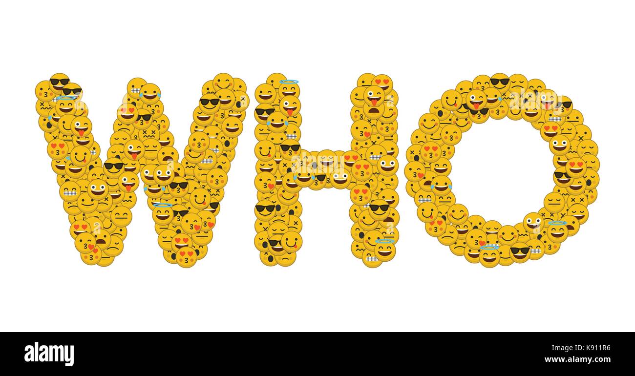 Le mot qui écrit en caractères emoji médias sociaux smiley Banque D'Images