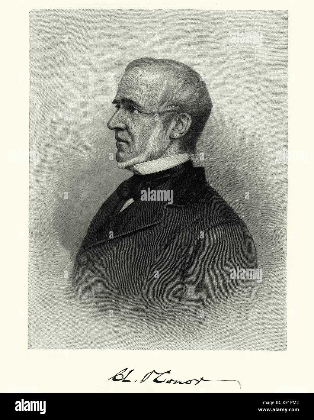 Vintage gravure de Charles O'conor (janvier 22, 1804 - mai 12, 1884) était un avocat américain qui a comparu à titre de candidat dans le 1872 U.S. presidentia Banque D'Images