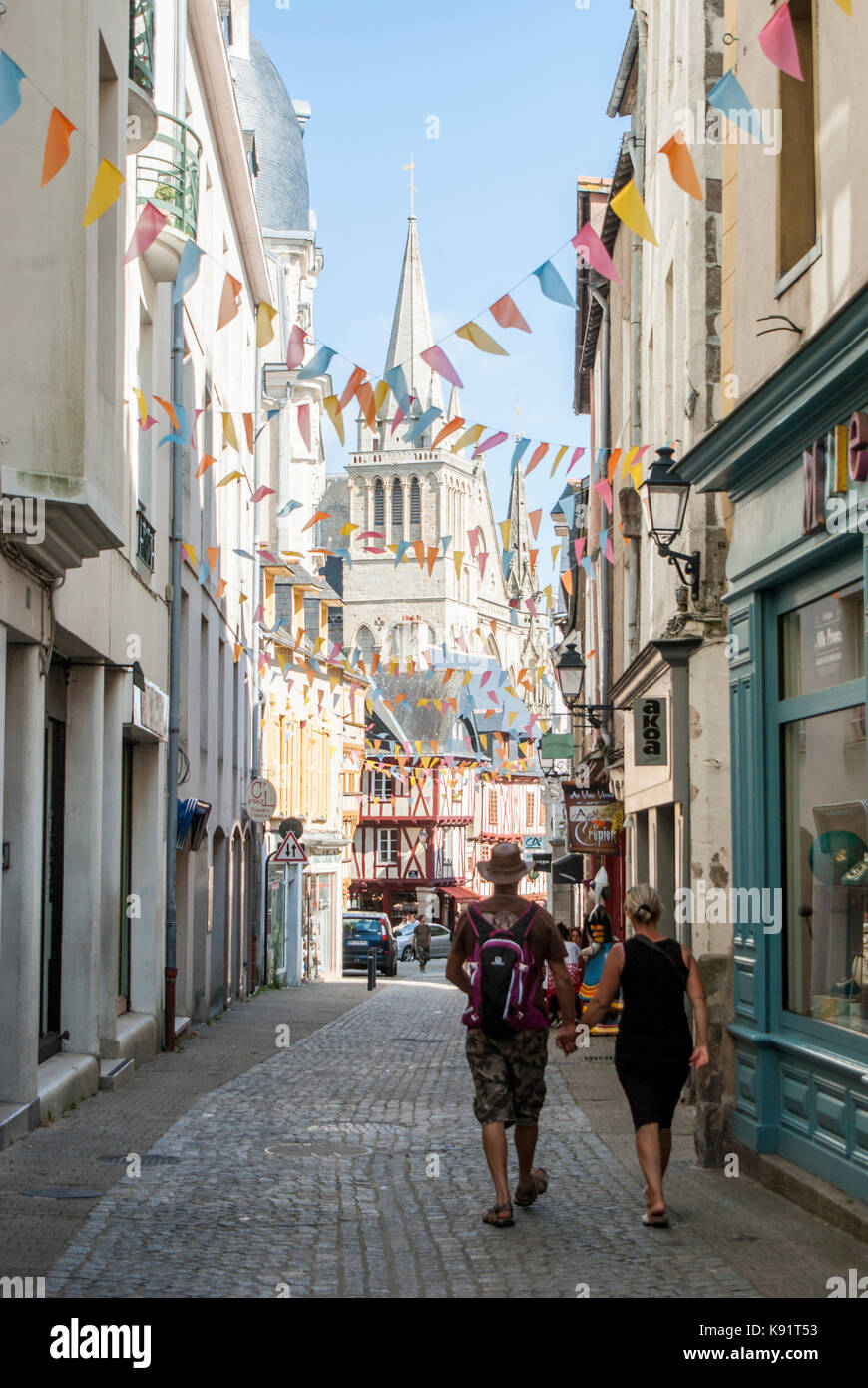 Balade dans la vieille ville de vannes, Morbihan, Bretagne, France Banque D'Images