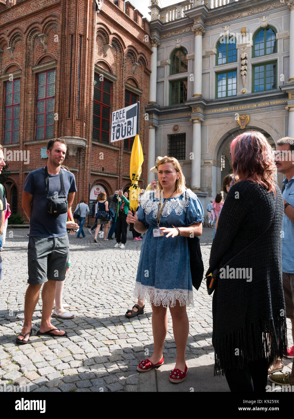 Guide sur une visite à pied de Gdansk. Gdansk, Pologne, Province occidentale. Banque D'Images