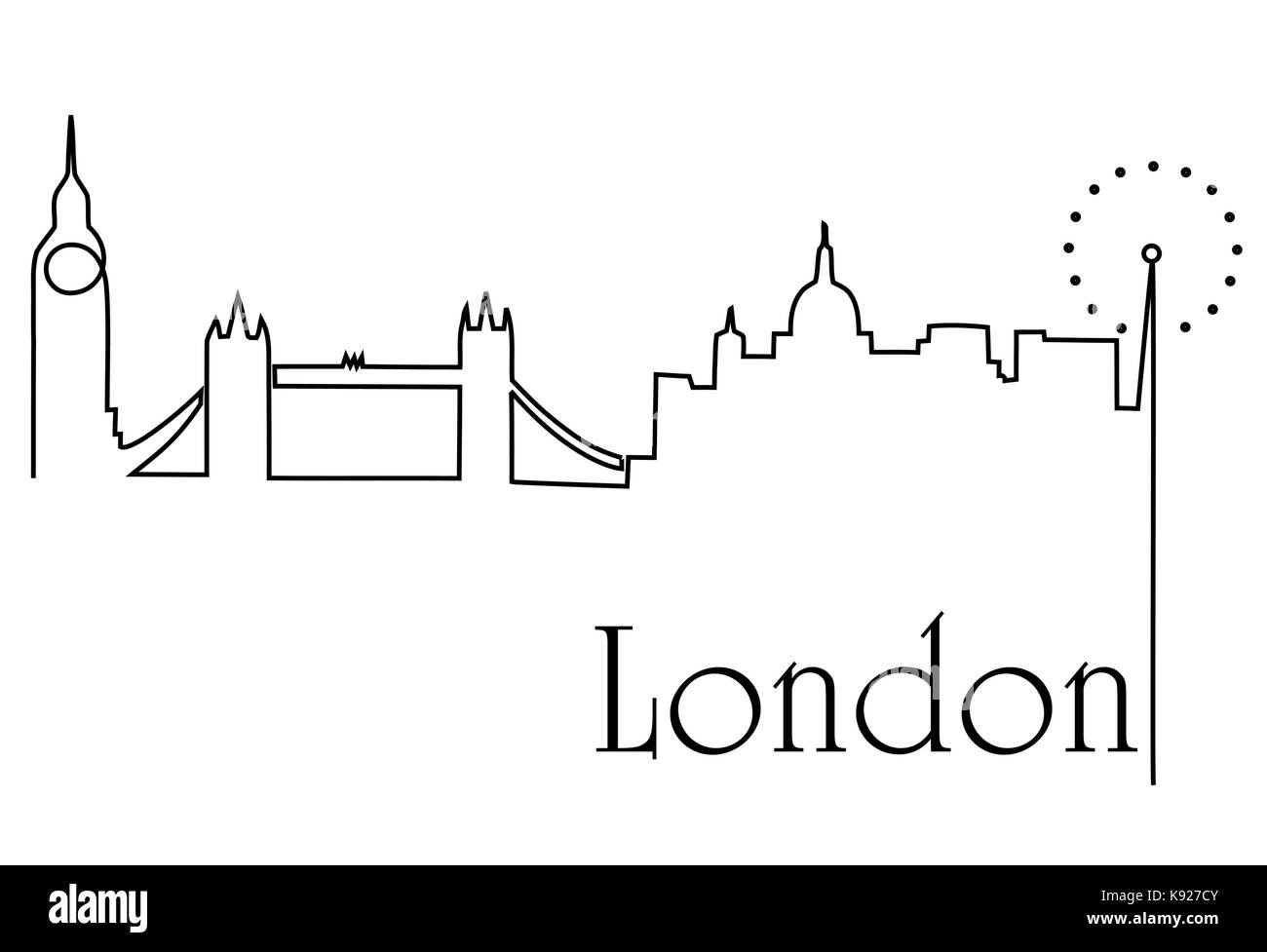 Un dessin de ligne de London City Illustration de Vecteur