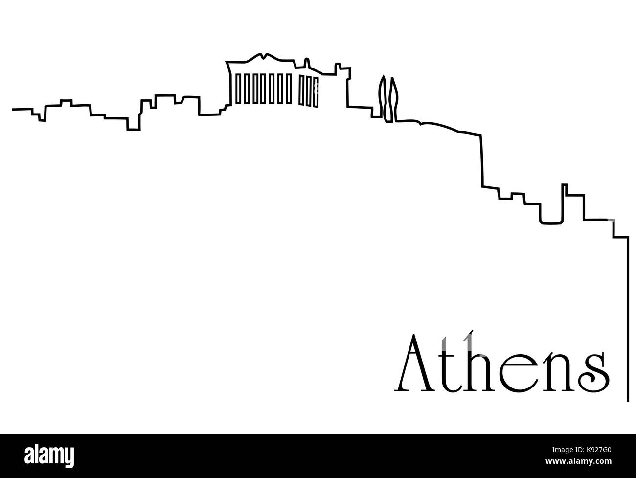 La ville d'athènes un dessin Illustration de Vecteur