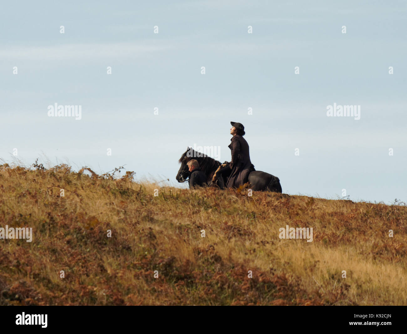 Poldark pour tournage série 42018 porthgwarra cove, 18 septembre, 2017, Cornwall, UK. Banque D'Images