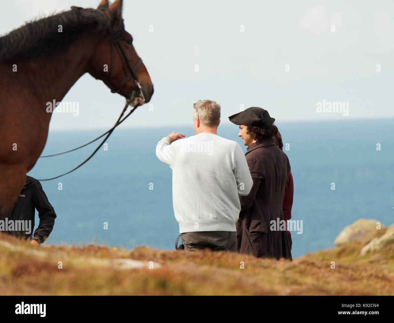 Poldark pour tournage série 42018 porthgwarra cove, 18 septembre, 2017, Cornwall, UK. Banque D'Images