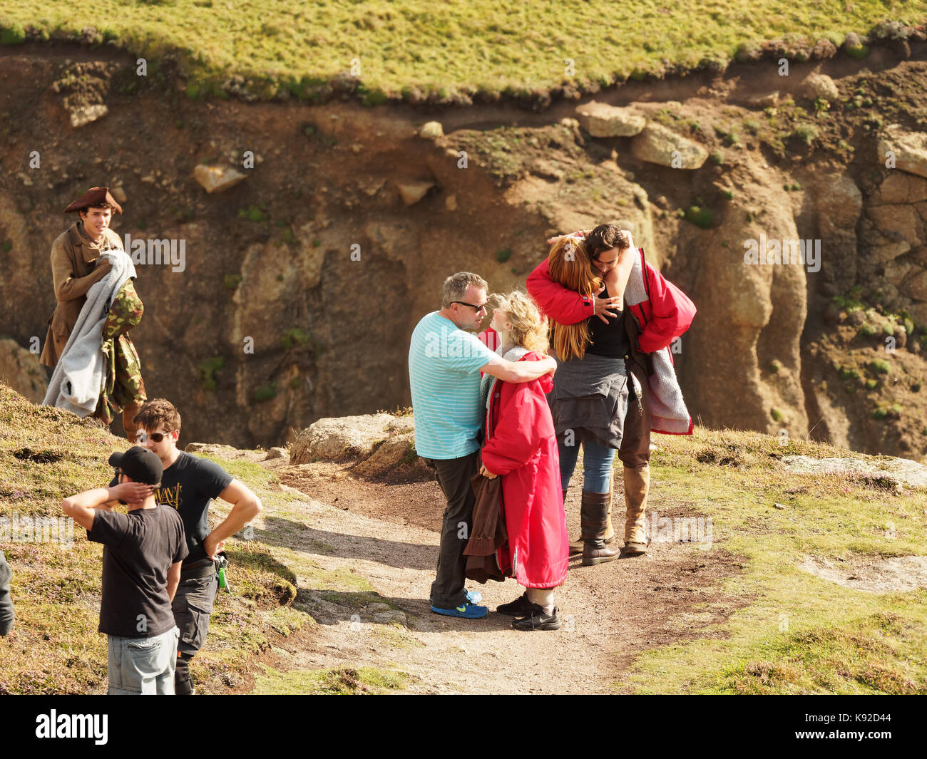 Poldark pour tournage série 42018 porthgwarra cove, 18 septembre, 2017, Cornwall, UK. Banque D'Images