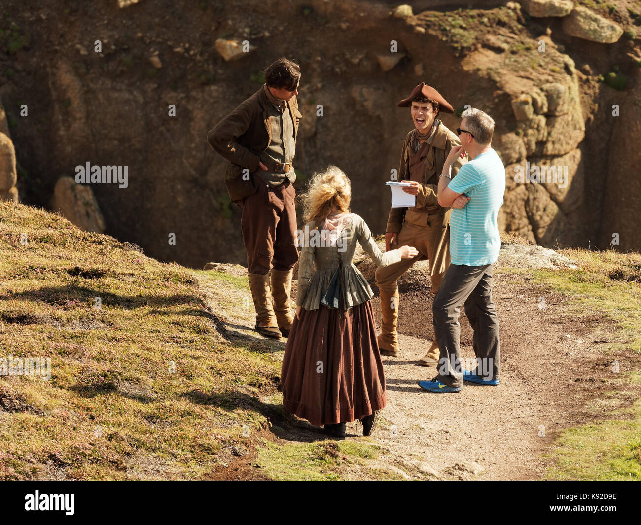 Poldark pour tournage série 42018 porthgwarra cove, 18 septembre, 2017, Cornwall, UK. Banque D'Images