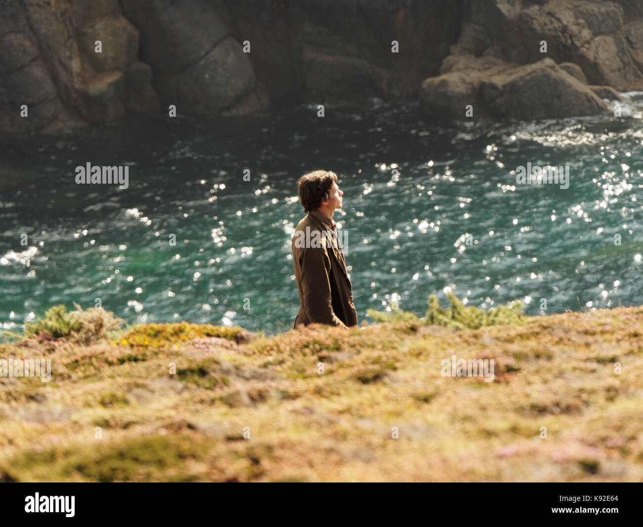 Poldark pour tournage série 42018 porthgwarra cove, 18 septembre, 2017, Cornwall, UK. Banque D'Images