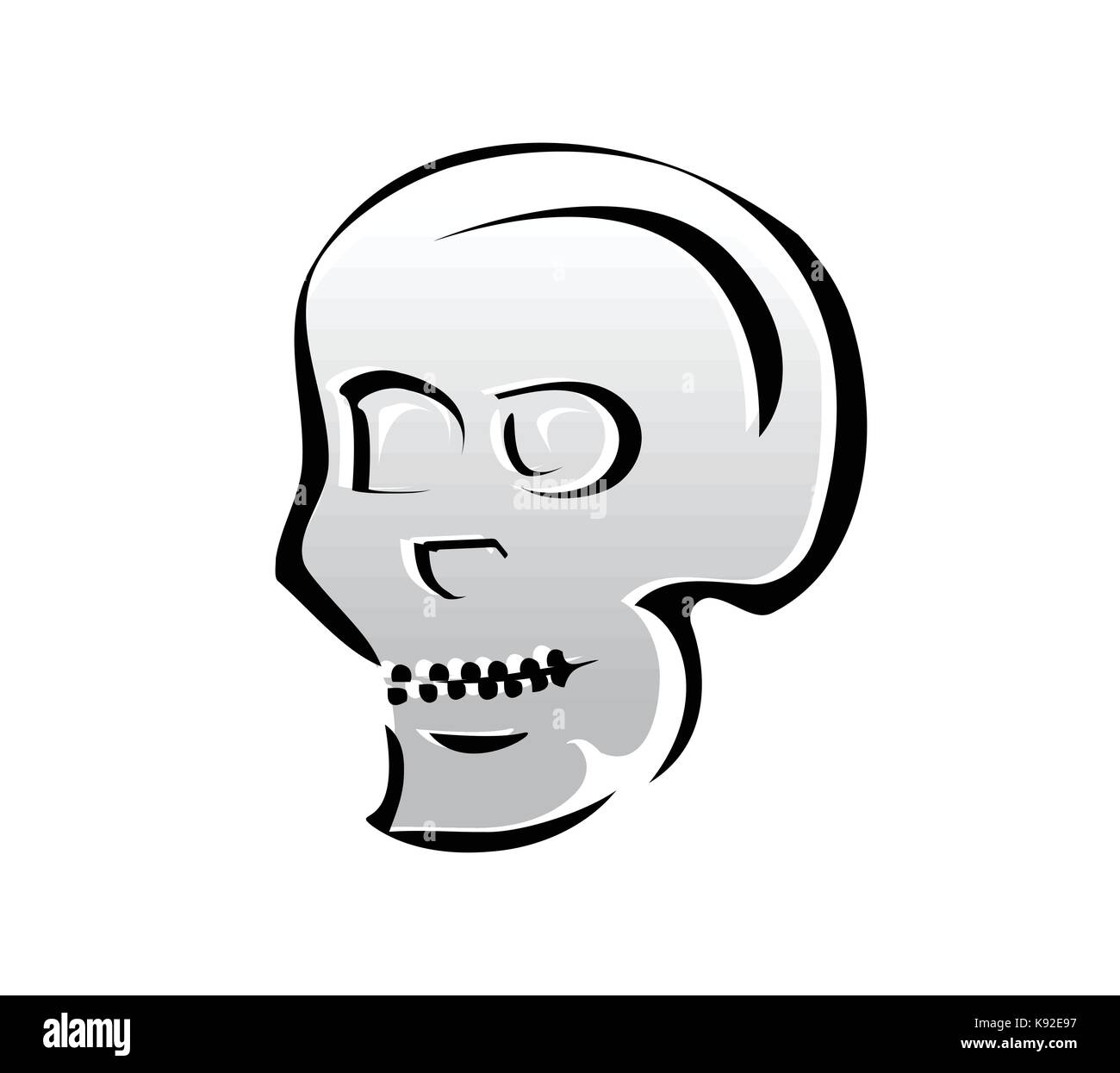 Contours de l'illustration du crâne, symbole de la conception, isolé sur fond blanc. Illustration de Vecteur