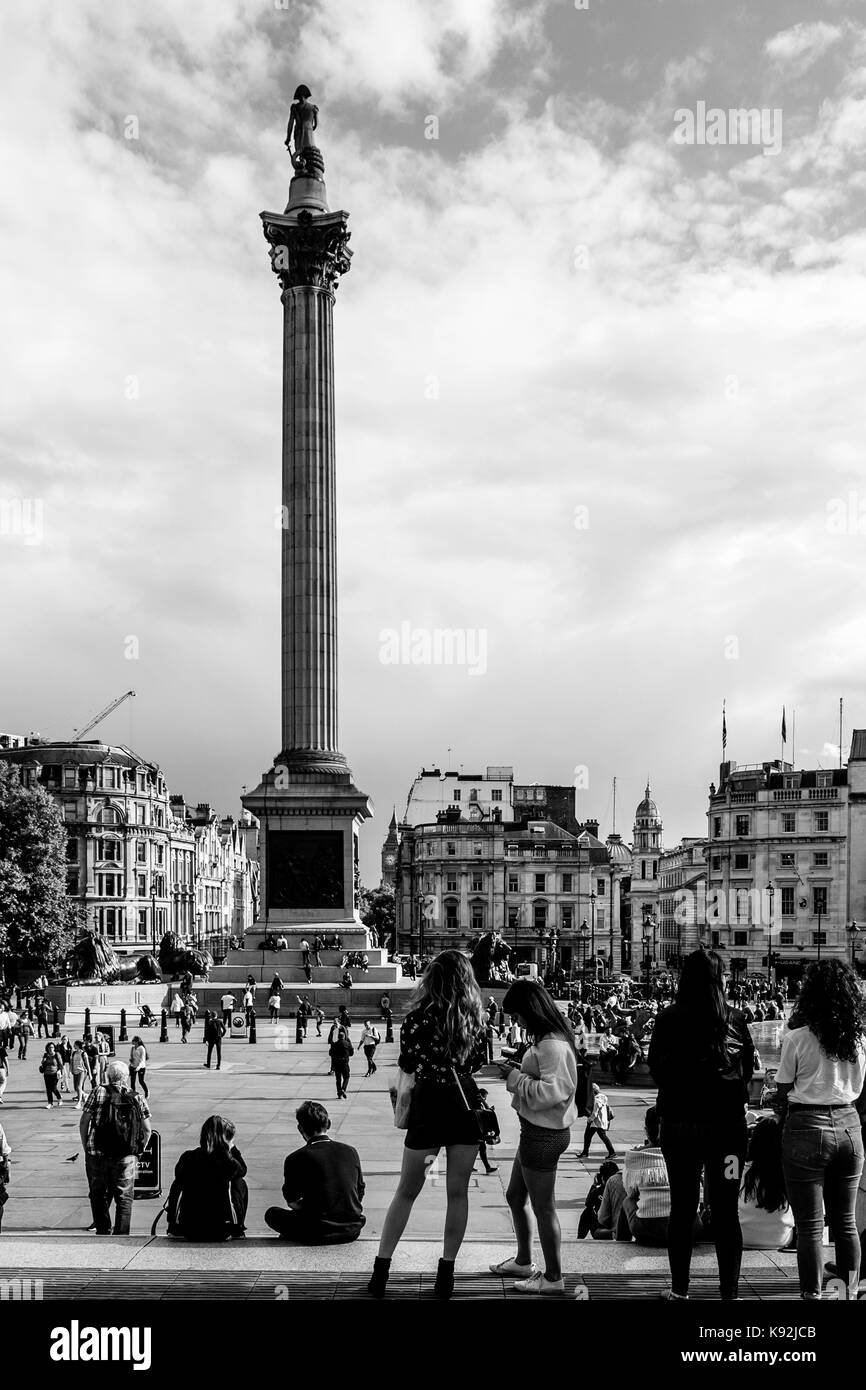 La colonne Nelson et Trafalgar Square, Londres, UK Banque D'Images