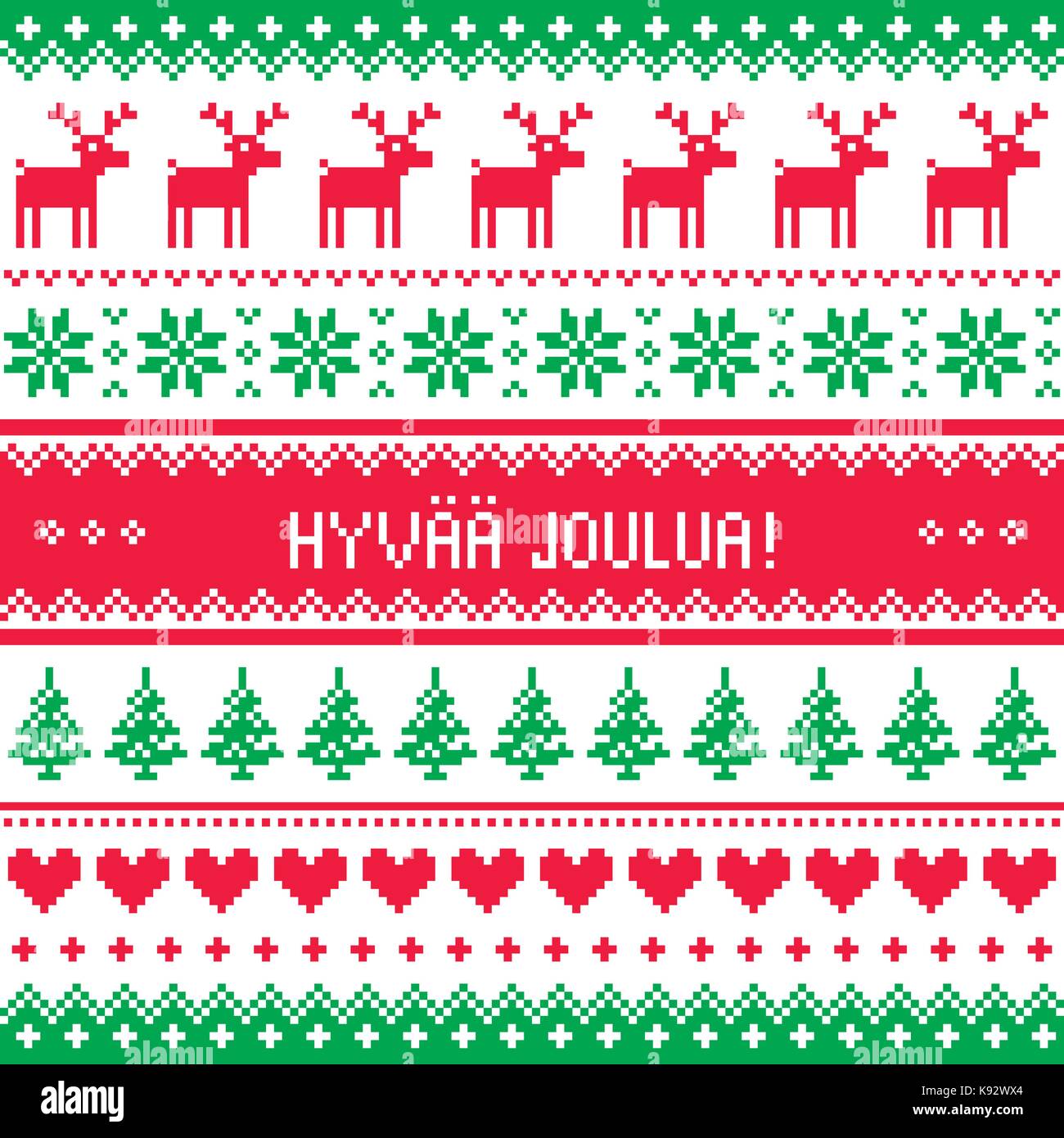 Hyvaa Joulua Carte De Souhaits Joyeux Noel En Finnois Image Vectorielle Stock Alamy