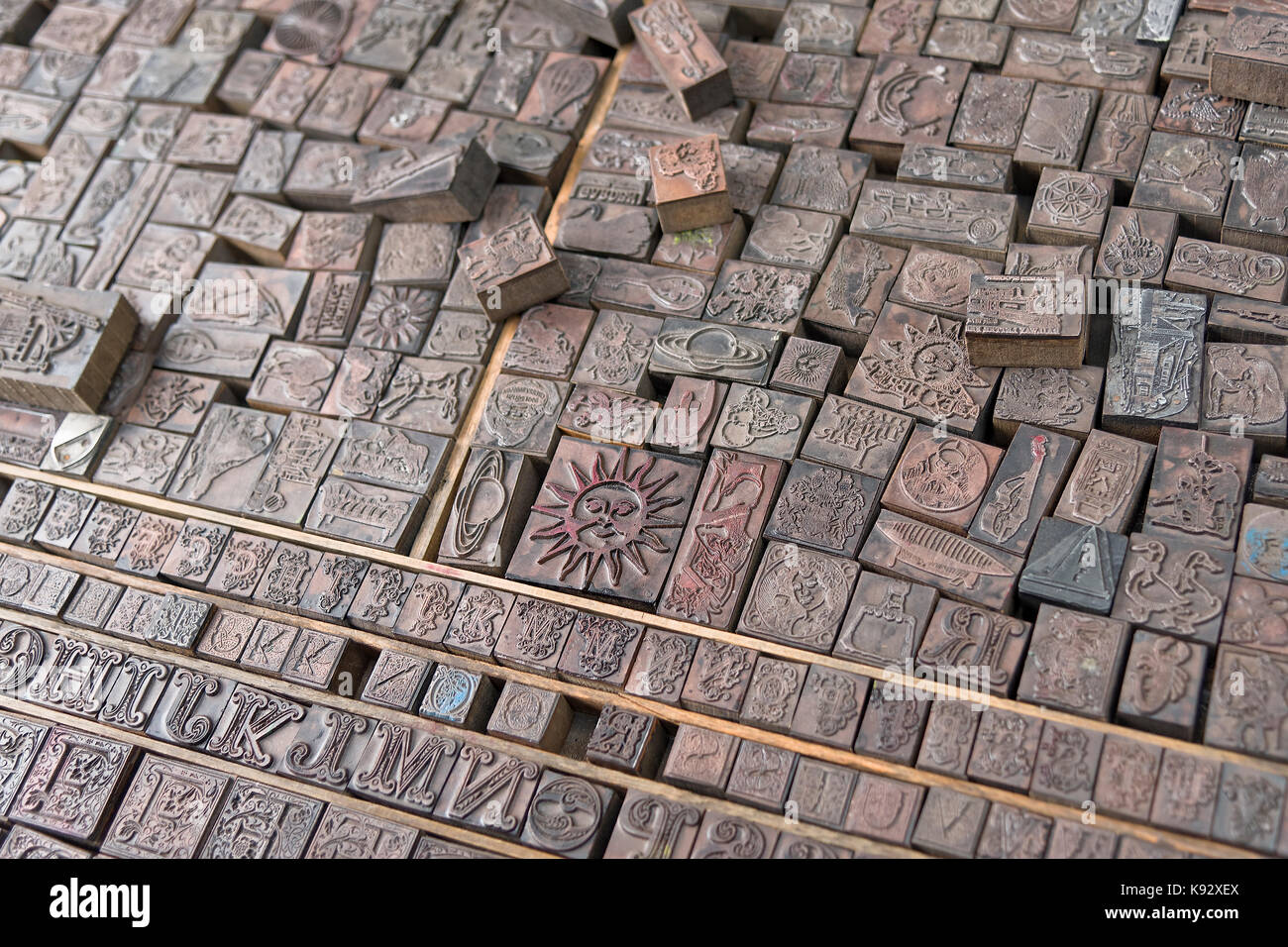 Imprimer avec des caractères typographiques mobiles Banque D'Images