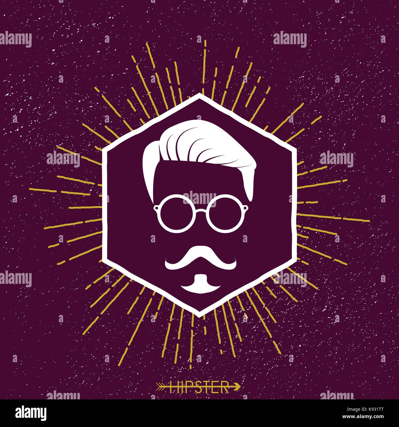 Homme hipster des cheveux, de la barbe et des moustaches silhouette. vector illustration. Illustration de Vecteur