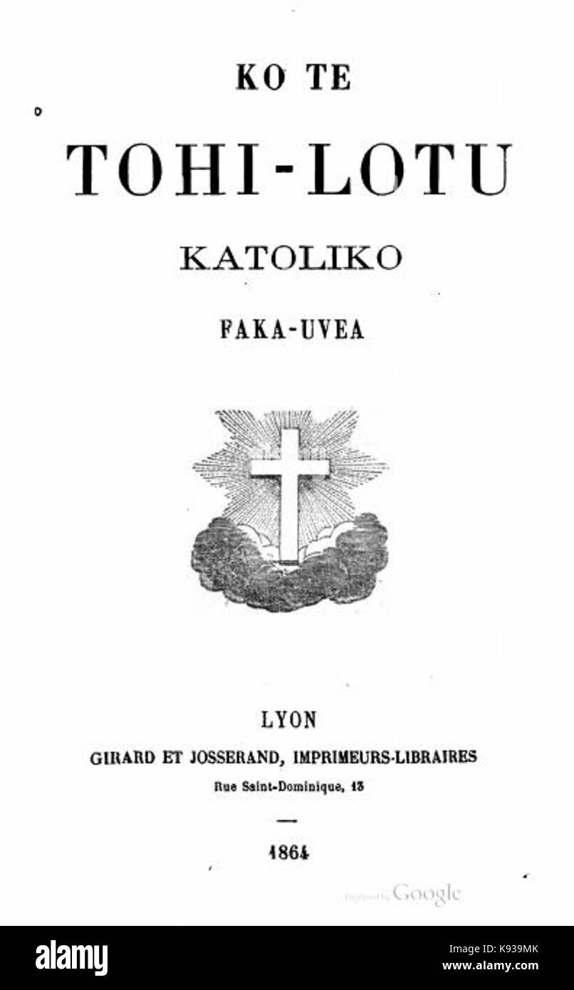 Ko te tohi lotu katoliko faka'uvea (1864) couverture Banque D'Images