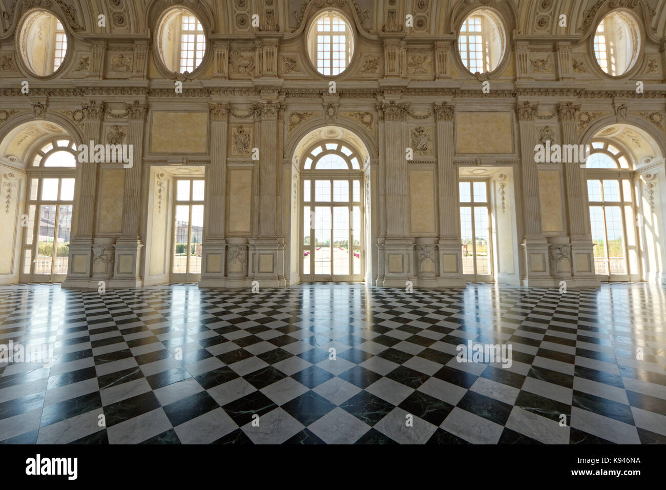 Grande Galerie, le Palais Royal de Venaria Reale, italie Banque D'Images