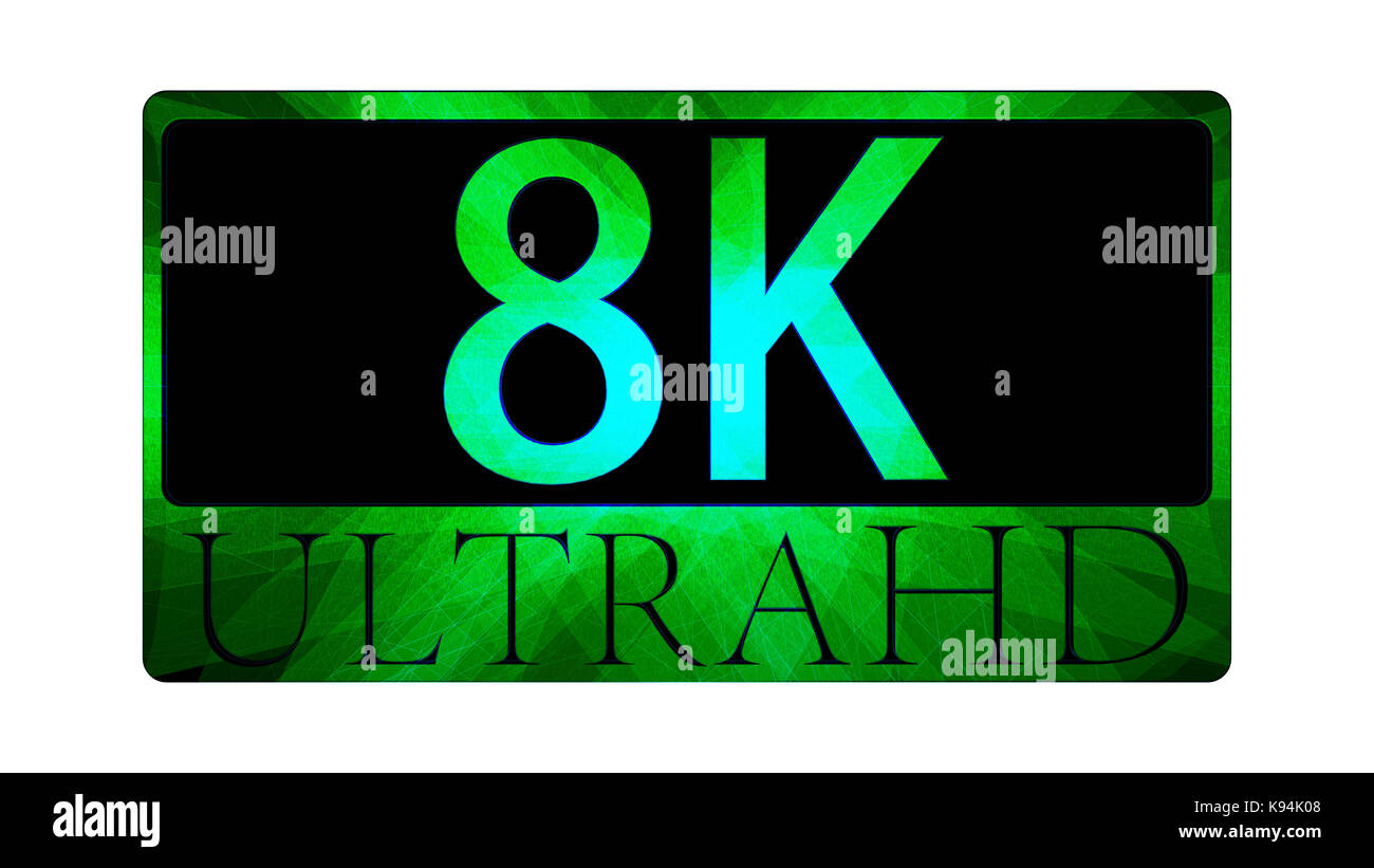 Le rendu 3D de belle vue de l'icône 8K Ultra HD Banque D'Images