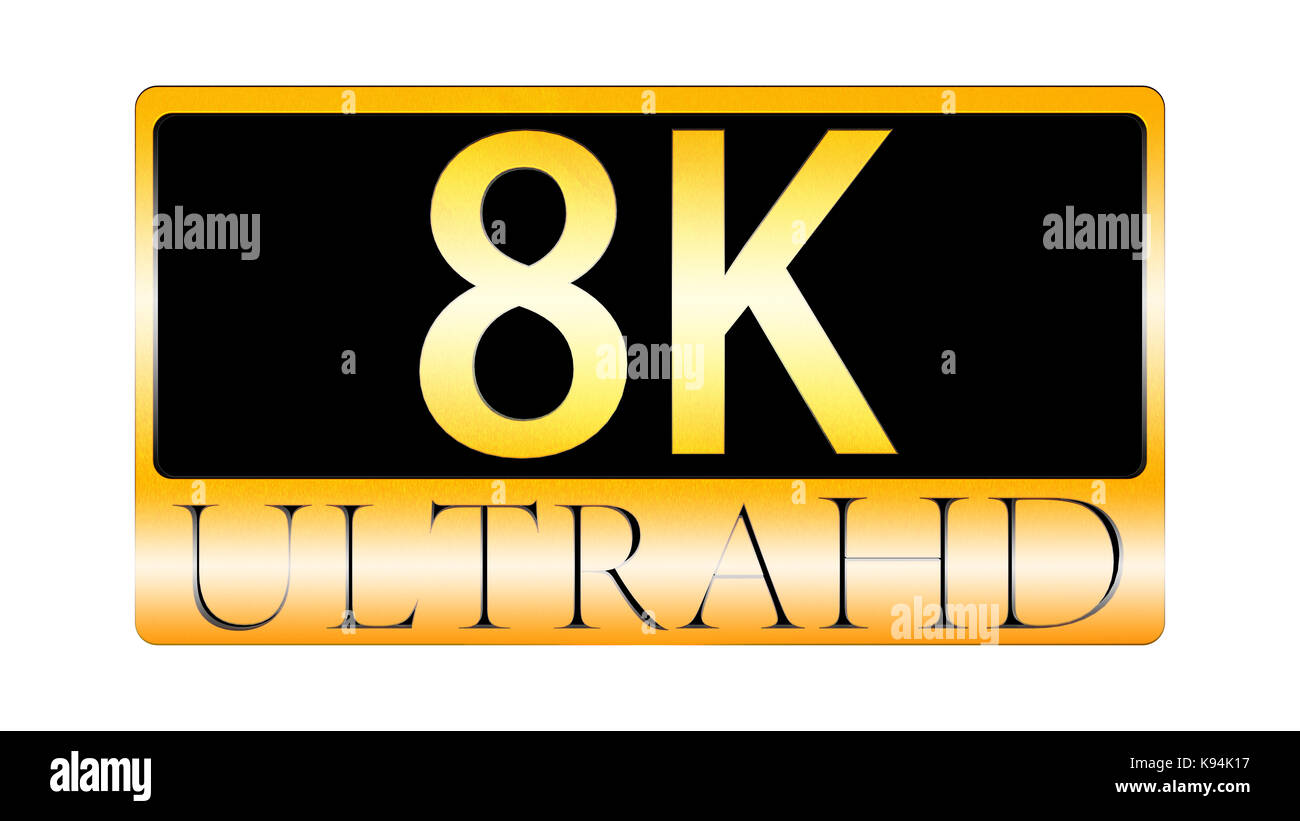 Le rendu 3D de belle vue de l'icône 8K Ultra HD Banque D'Images
