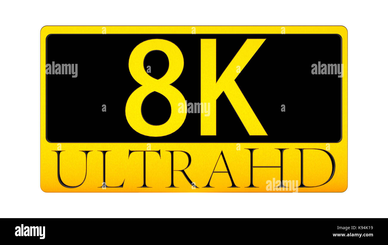 Le rendu 3D de belle vue de l'icône 8K Ultra HD Banque D'Images