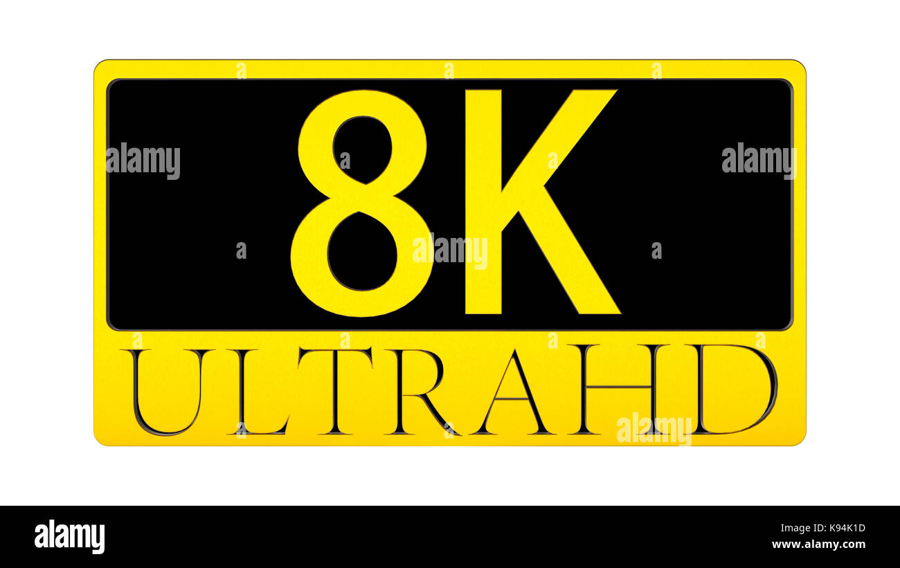 Le rendu 3D de belle vue de l'icône 8K Ultra HD Banque D'Images