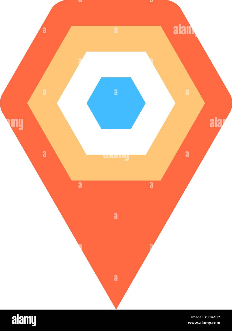 Facile et rapide de forme hexagonale recolorable isolé de l'arrière-plan. planisphère de emplacement web icône pin cartographie internet button Illustration de Vecteur