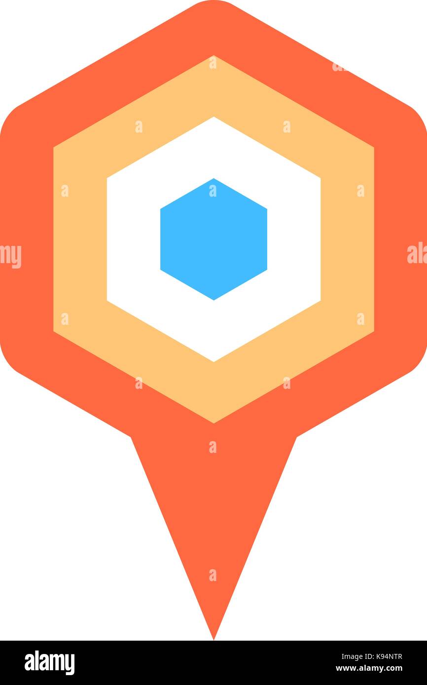 Facile et rapide de forme hexagonale recolorable isolé de l'arrière-plan. planisphère de emplacement web icône pin cartographie internet button Illustration de Vecteur