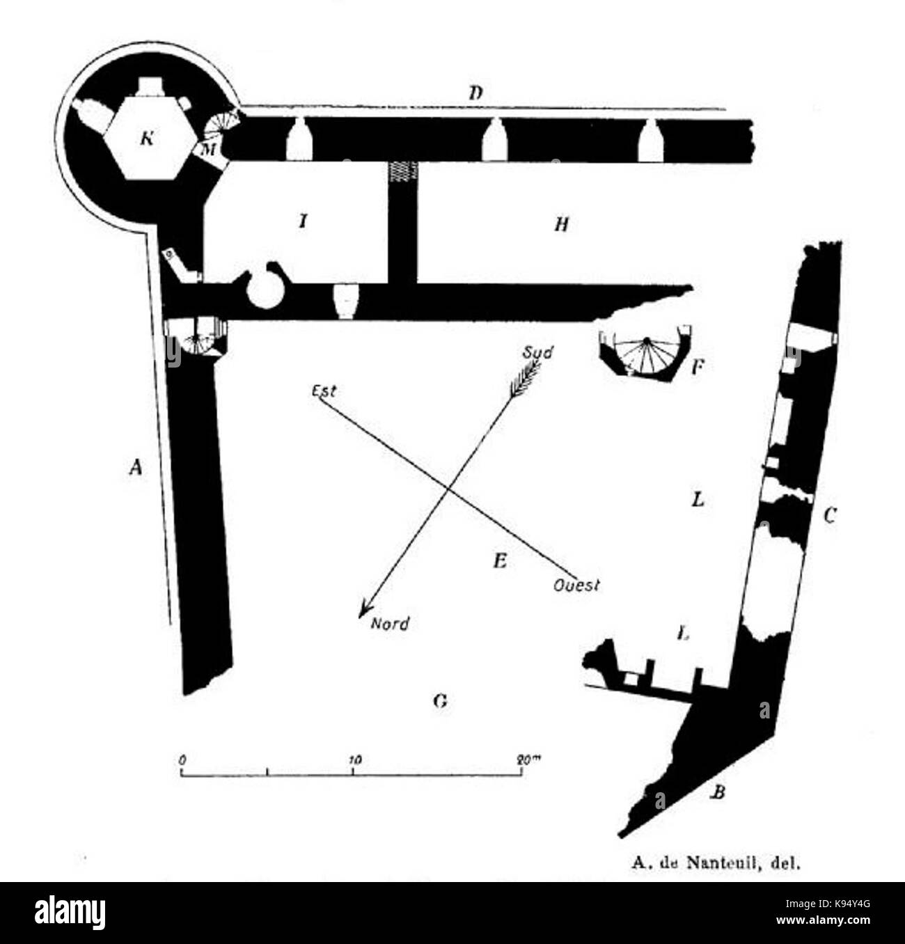 La barre de Nanteuil Plan du chateau de Coetfrec Banque D'Images