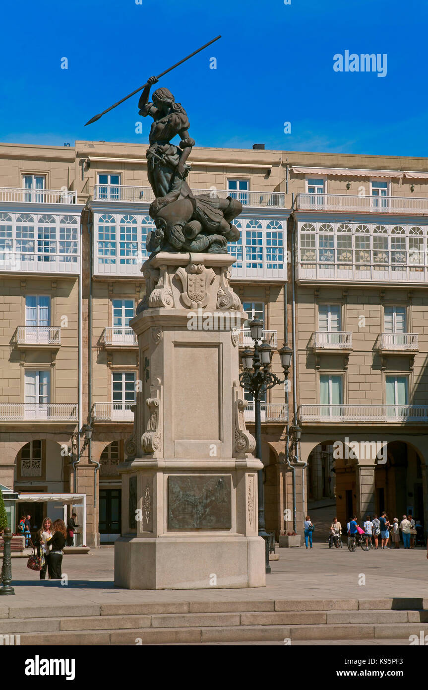 Maria Pita square, La Corogne, une région de Galice, Espagne, Europe Banque D'Images