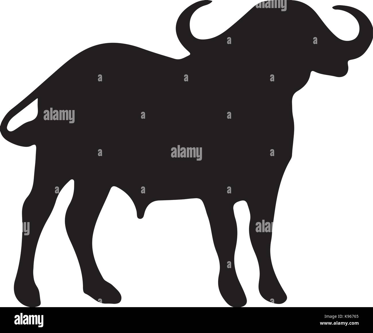 Le noir et blanc silhouette de buffalo Illustration de Vecteur