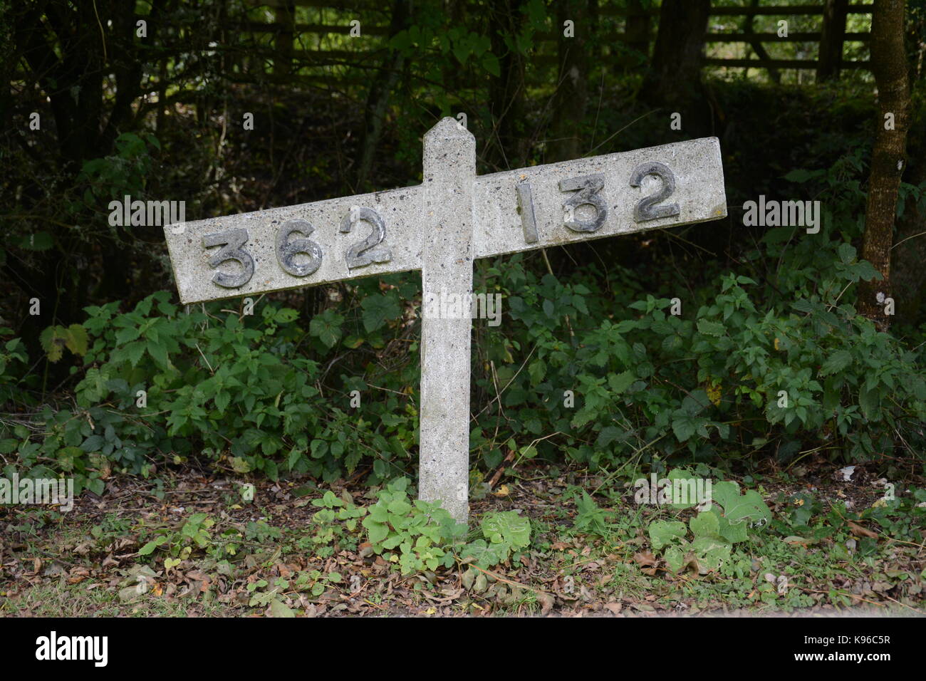 Marqueur de gradient à partir de la voie ferrée désaffectée ; West Grinstead Sussex ; fermé le 7 mars 1966 Rapport Beeching suivantes Banque D'Images
