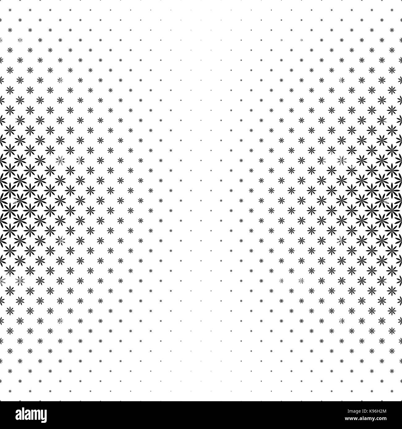 Motif de fleurs stylisées géométriques monochromes - vector background illustration de formes courbes Illustration de Vecteur