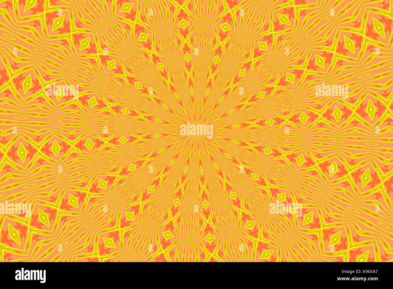 Yeux formes des yeux dans le motif kaléidoscope en orange et jaune Photo Stock Alamy