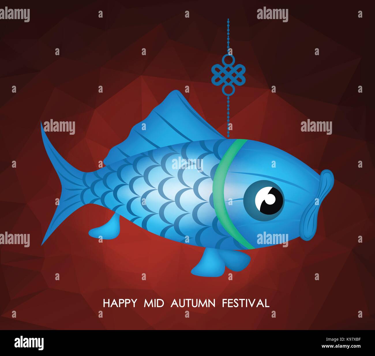 Festival de mi-automne chinois. arrière-plan polygonal lanterne carp Illustration de Vecteur