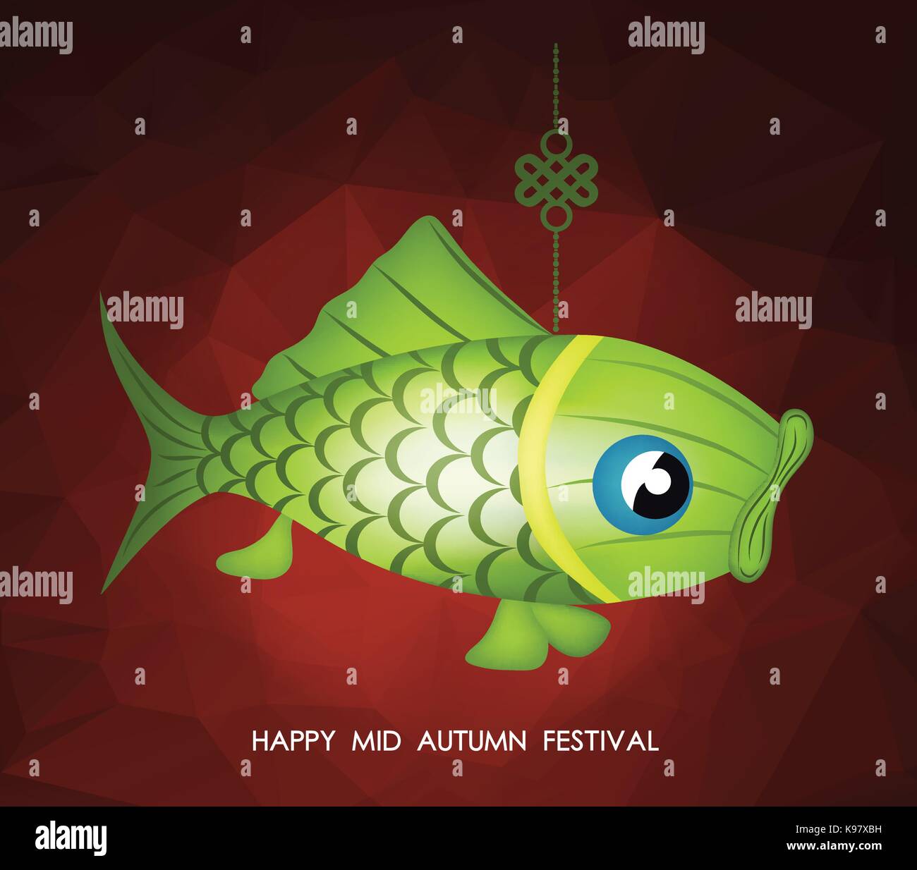 Festival de mi-automne chinois. arrière-plan polygonal lanterne carp Illustration de Vecteur