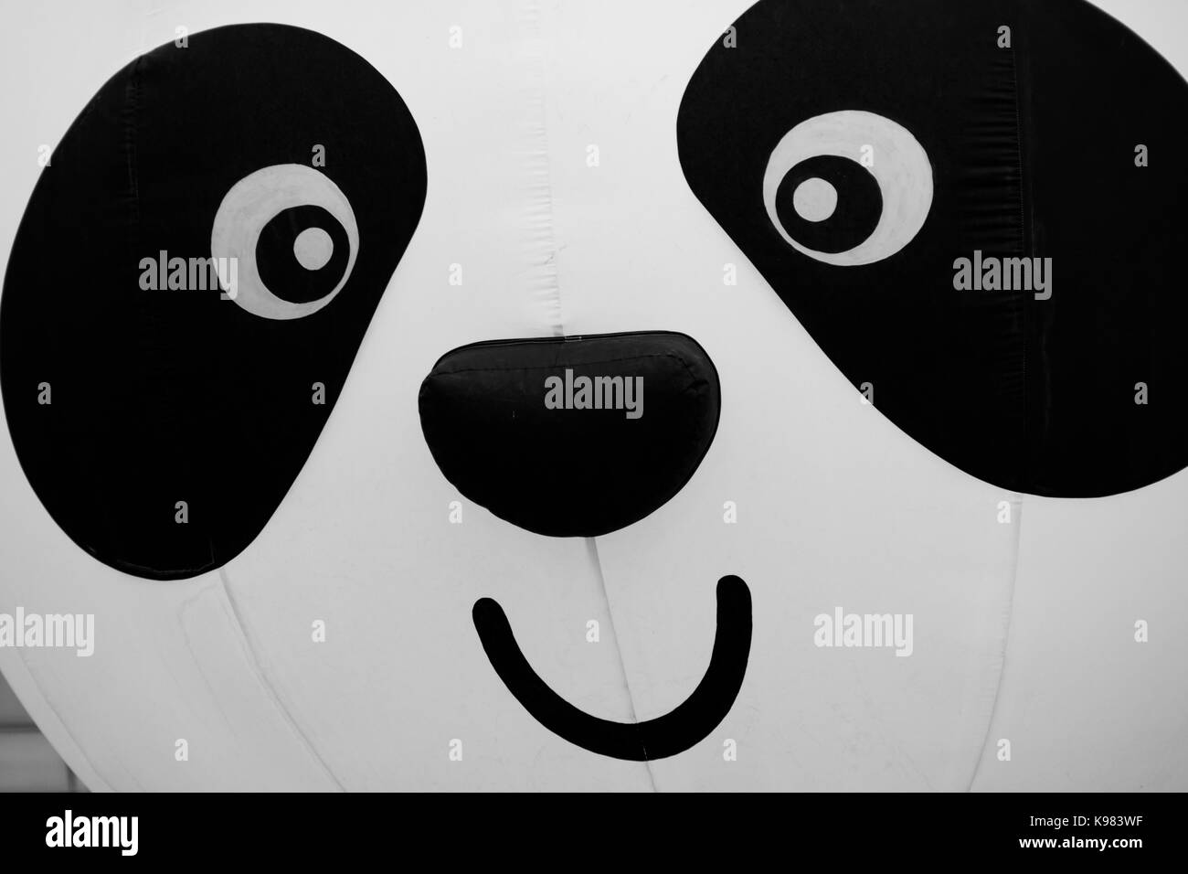 Gros plan du visage d'un panda géant blow up Banque D'Images