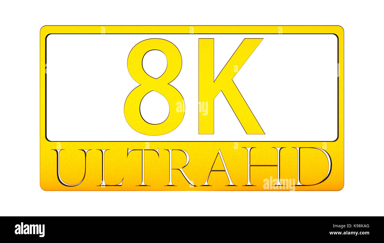 Le rendu 3D de belle vue de l'icône 8K Ultra HD Banque D'Images