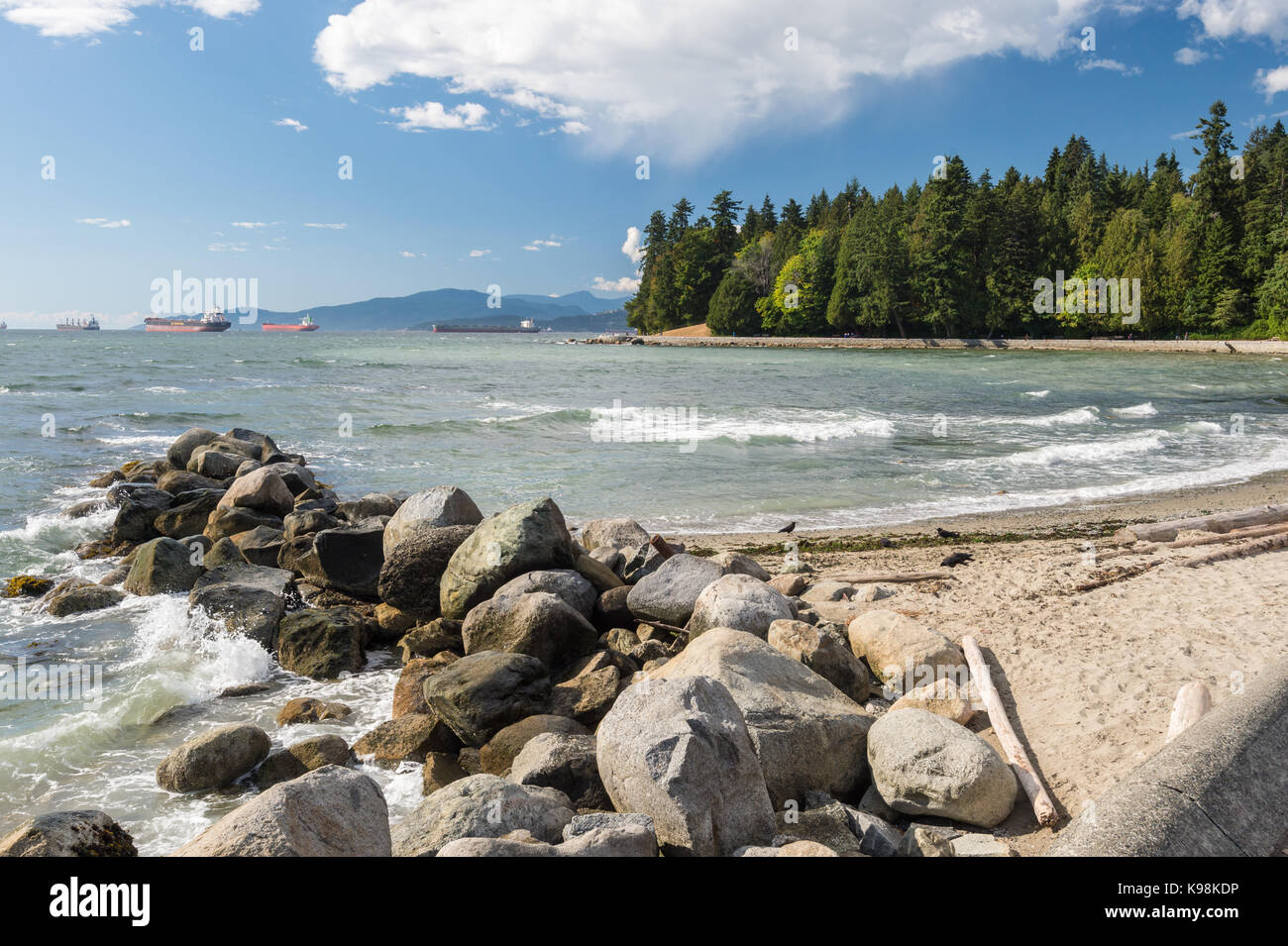 Vancouver, Colombie-Britannique, Canada - 13 septembre 2017 : Le parc Stanley et l'Océan Pacifique Banque D'Images