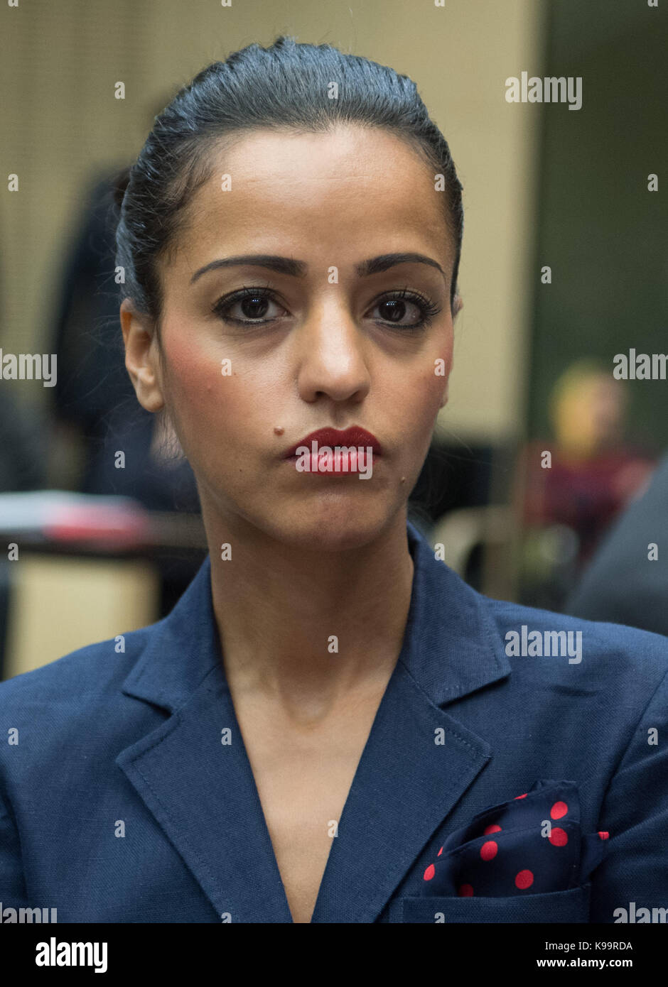 Secrétaire d'état sawsan chebli (SPD) arrive à la 960e réunion du Bundesrat (Conseil fédéral) à Berlin, Allemagne, 22 septembre 2017. photo : Soeren stache/dpa Banque D'Images