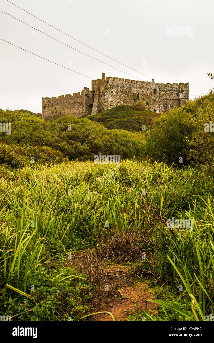 Château de Manorbier, Pembrokeshire, Pays de Galles. UK Banque D'Images